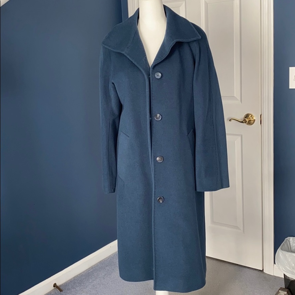 Ellen Tracy Turquoise Wool Blend Long Coat